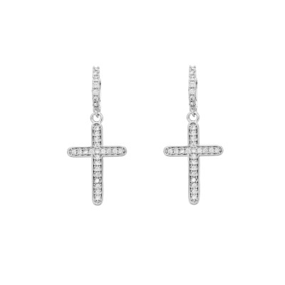 Cross Earrings Ασημί Από Ορείχαλκο