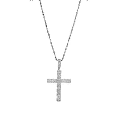 Square Tennis Cross 8mm Pendant  Από Ορείχαλκο