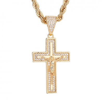 Iced Cross Pendant Από Επιχρυσωμένο Ορείχαλκο