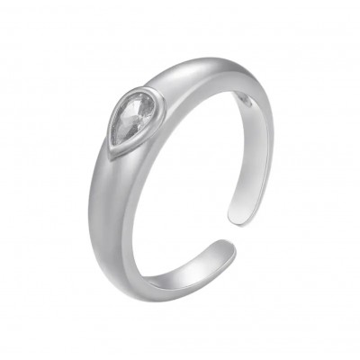 Teardrop Ring Ασημί Από Ορείχαλκο