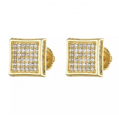 Iced Squared Earrings Επιχρυσωμένα Από Ορείχαλκο