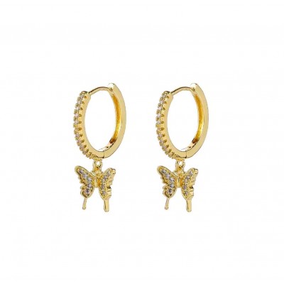 Butterfly Earrings Επιχρυσωμένα Από Ανοξείδωτο Ατσάλι