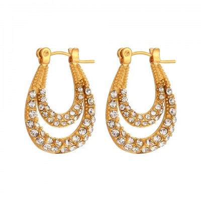 Double Oval Hoops Earrings Επιχρυσωμένα Από Ανοξείδωτο Ατσάλι